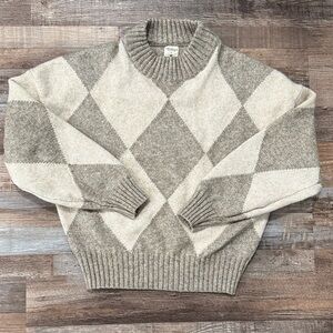H&M Pringle of Scotland Beige and Gray Argyle Sweater